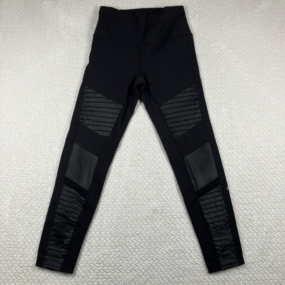 Alo‎ Moto Leggings Womens Medium Black High Waisted Sculpts Lifts Activewear